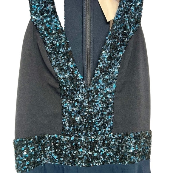 Dress The Population Delani Blue Sequin Trim Gown Maxi Cocktail Dress Women XS - Picture 8 of 13